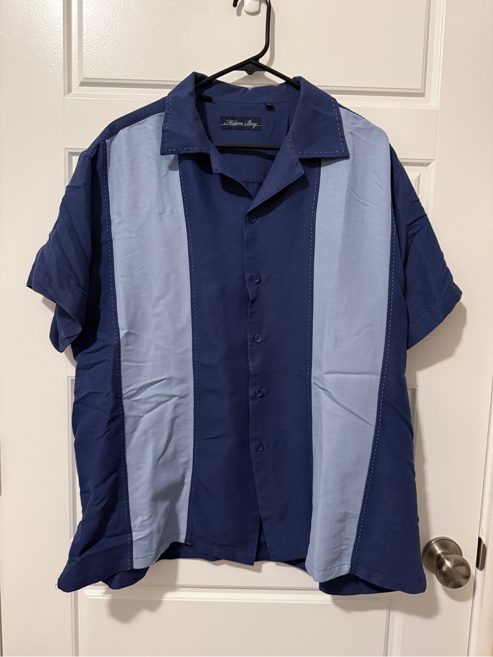 Milano Two-Tone Navy and Light Blue Button-Down Camp Shirt